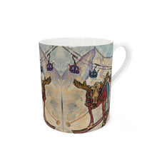 Load image into Gallery viewer, Moose in the Butte ski mug/ bone china mug/ mountain mug/ ski mug/ Moose ski mug
