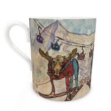 Load image into Gallery viewer, Moose in the Butte ski mug/ bone china mug/ mountain mug/ ski mug/ Moose ski mug
