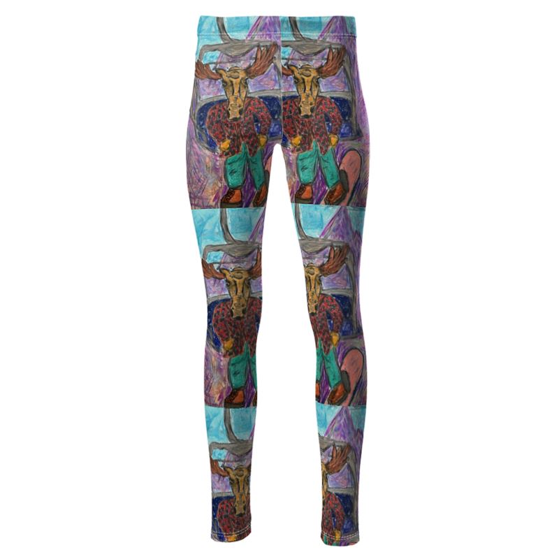 High-Waisted Leggings with a Snowboarder Moose and the Aiguille des Drus in Chamonix