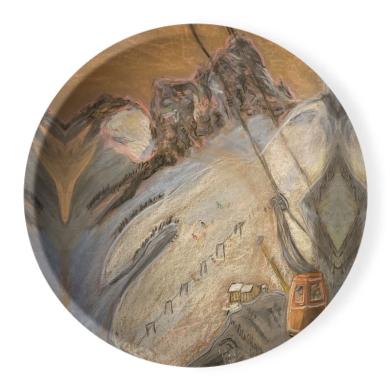 Super Large bowl with a gondola in a snowy landscape in the Allgau