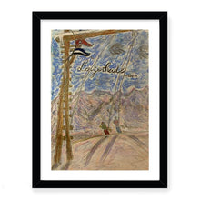 Load image into Gallery viewer, Framed Art Print of a couple riding a surface lift on skis in Lenzerheide
