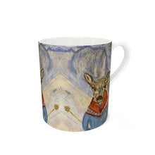 Load image into Gallery viewer, A baby deer bone china mug with the Grandes Jorasses  in Courmayeur
