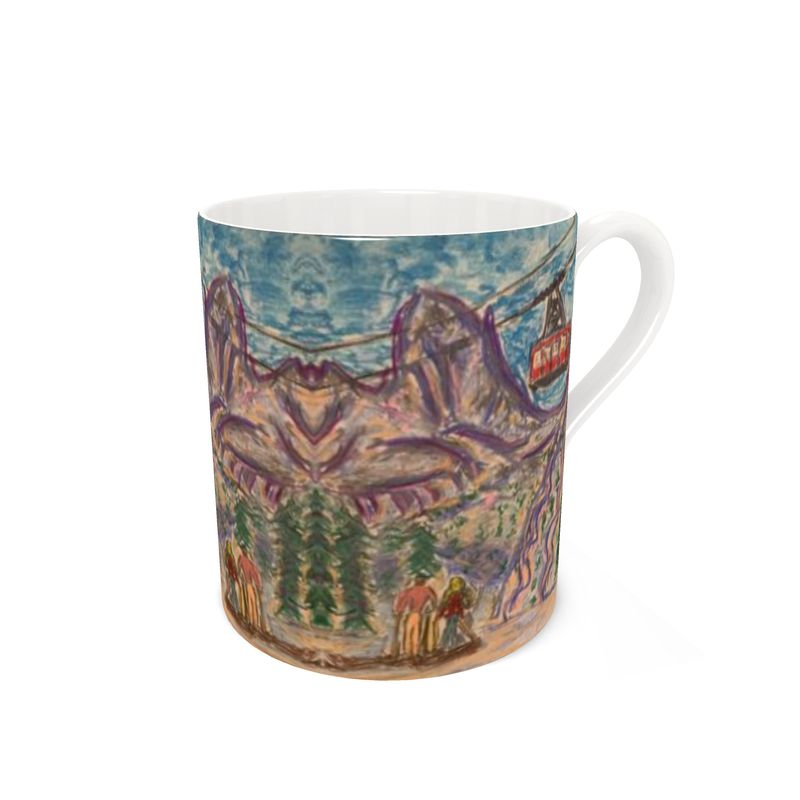 Jackson Hole Vintage Ski Tram Bone China Mug