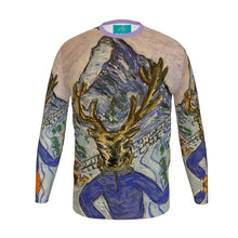 Load image into Gallery viewer, A Slim-Fit long sleeves t-shirt with a deer on skis in Zermatt and the Matterhorn.
