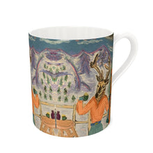 Load image into Gallery viewer, Moose in Mountain Restaurant in St Moritz Bone China Mug
