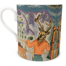 Load image into Gallery viewer, Moose in Mountain Restaurant in St Moritz Bone China Mug
