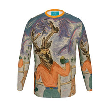 Load image into Gallery viewer, Long-Sleeves Deer with Skis t-shirts in St Moritz
