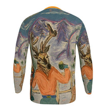 Load image into Gallery viewer, Long-Sleeves Deer with Skis t-shirts in St Moritz
