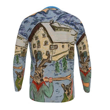 Load image into Gallery viewer, Father and son deer with skis in St Moritz long sleeves slim fit t-shirt
