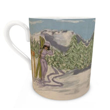Load image into Gallery viewer, Lady with Skis in the Italian Alps Bone China Mug
