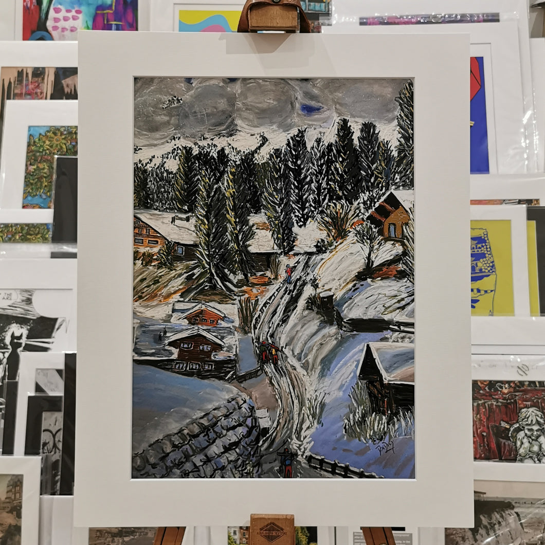 Limited-Edition Giclée Prints of End of Ski Day in Gstaad in different sizes