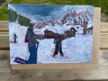 Load image into Gallery viewer, Greeting Cards of a Father and his Two Sons Outside Prè de Pascal in Courmayeur- Val Veny
