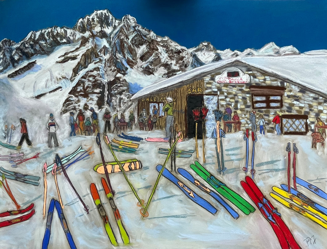 The Chez Croux in Courmayeur with Monte Bianco Painting