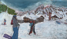 Load image into Gallery viewer, Painting of End of the Ski Day in Val Veny, Courmayeur Mont Blanc.
