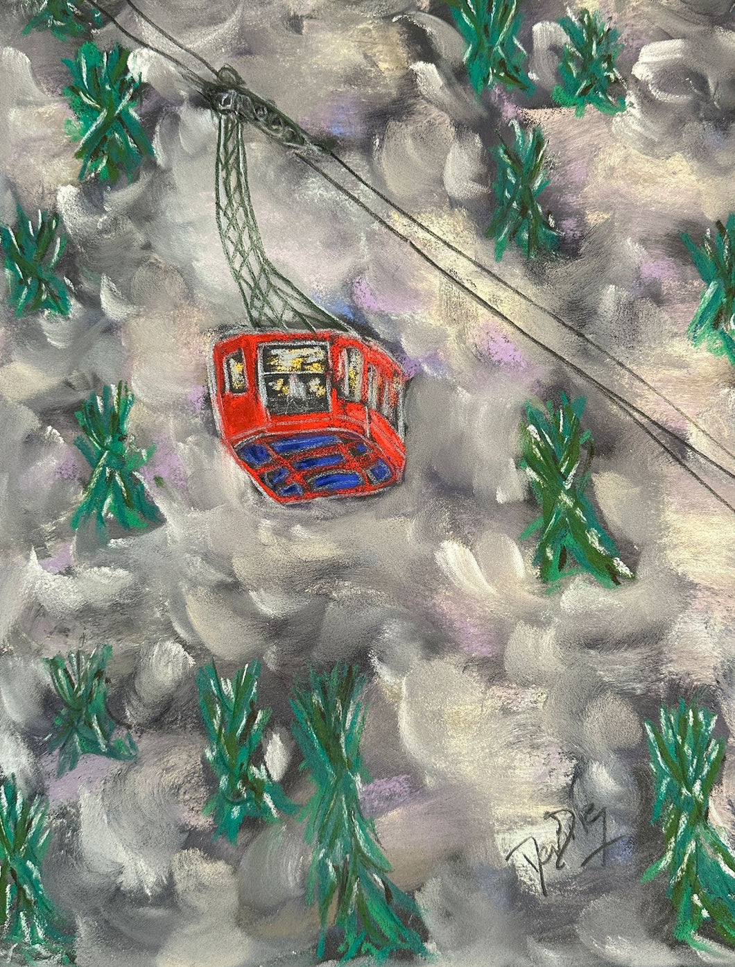 Funicular with Inversion #2 Soft Pastels Painting
