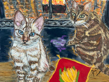 Load image into Gallery viewer, Izzy and Isla by the Fireplace Soft Pastels Painting
