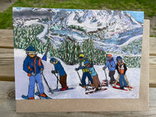 Load image into Gallery viewer, Greeting Card of Kids Friends skiing in Pila, Aosta Valley
