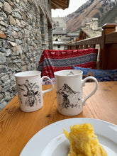 Load image into Gallery viewer, Fine bone china mug/ mountain goat cup/ alpine/ Matterhorn/alpine scene mug/housewarming gift/ christmas gift/ gifts for her/gifts for him Active
