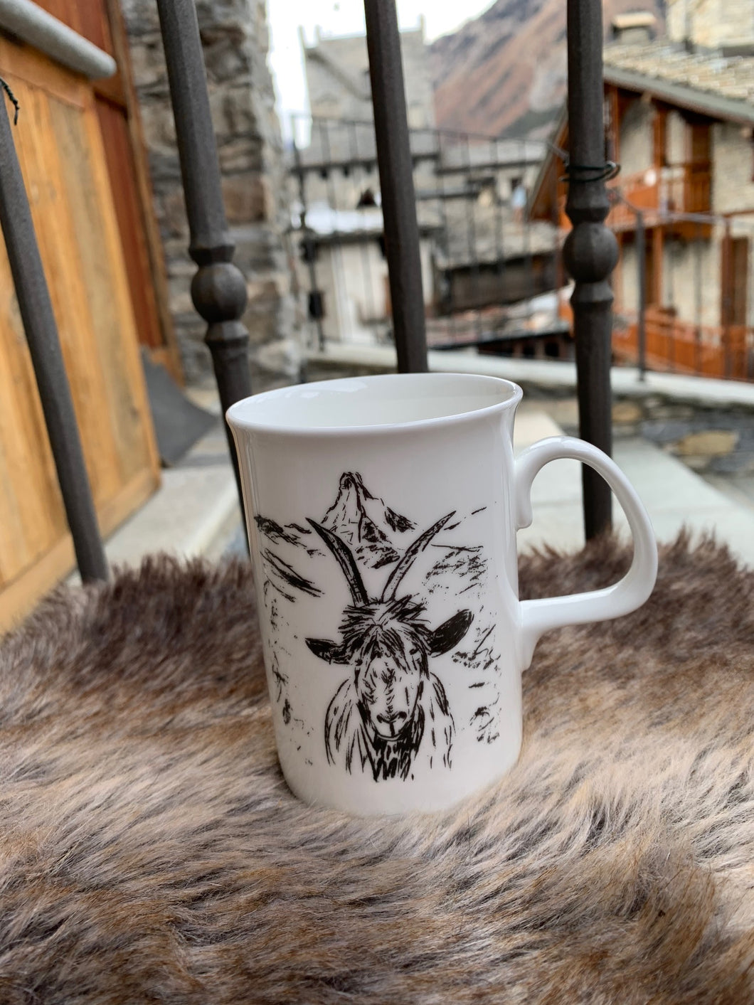 Fine bone china mug/ mountain goat cup/ alpine/ Matterhorn/alpine scene mug/housewarming gift/ christmas gift/ gifts for her/gifts for him Active