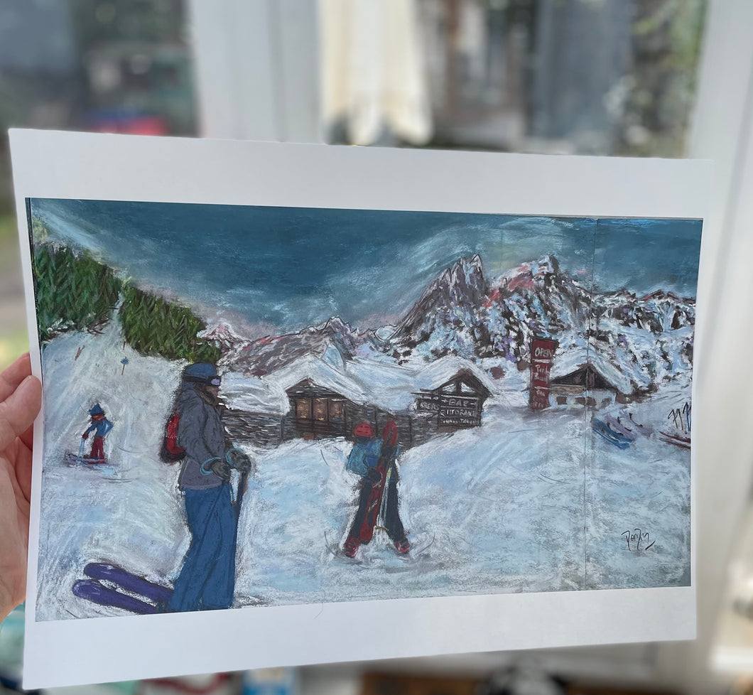 End of ski day in Val Veny print